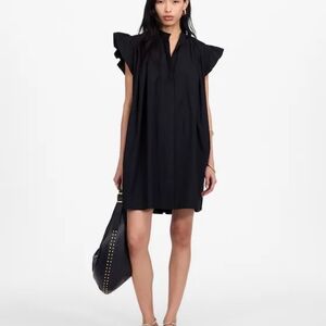 MADEWELL Flutter Sleeve Poplin Button Front Mini Dress XXS